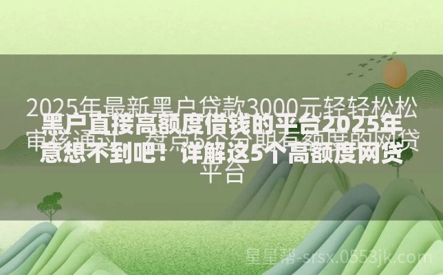 黑户直接高额度借钱的平台2025年意想不到吧！详解这5个高额度网贷口子直接贷款黑户