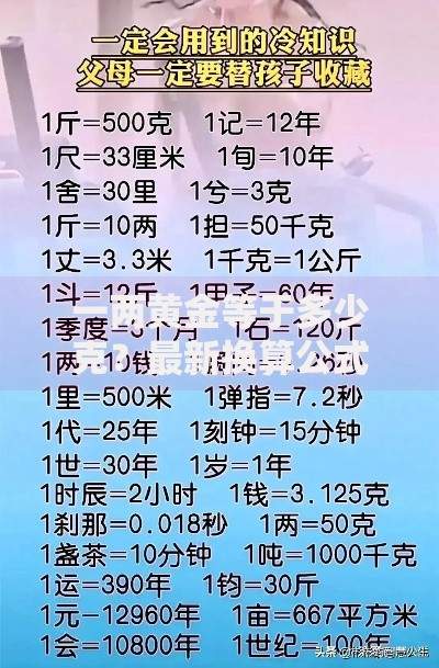 一两黄金等于多少克？最新换算公式与投资价值解析