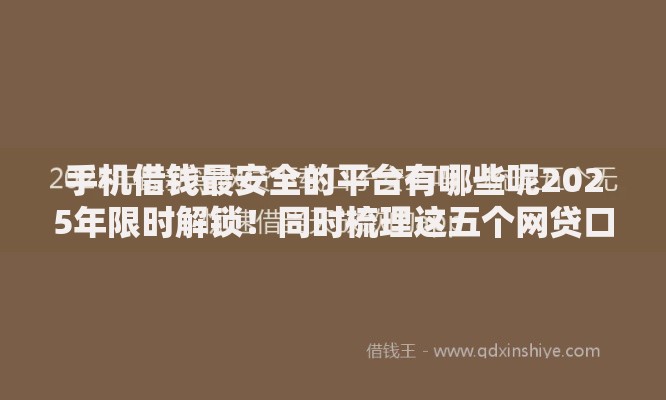 手机借钱最安全的平台有哪些呢2025年限时解锁！同时梳理这五个网贷口子最安全的软件有哪些