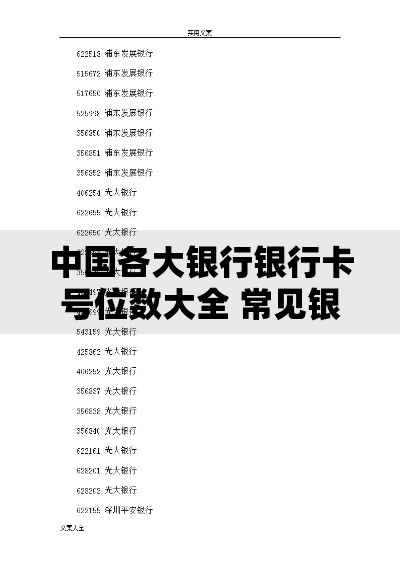 中国各大银行银行卡号位数大全 常见银行卡号长度解析
