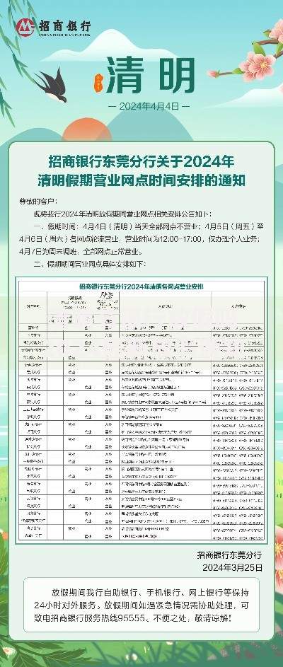 清明节银行放假吗2024最新放假通知及营业时间安排
