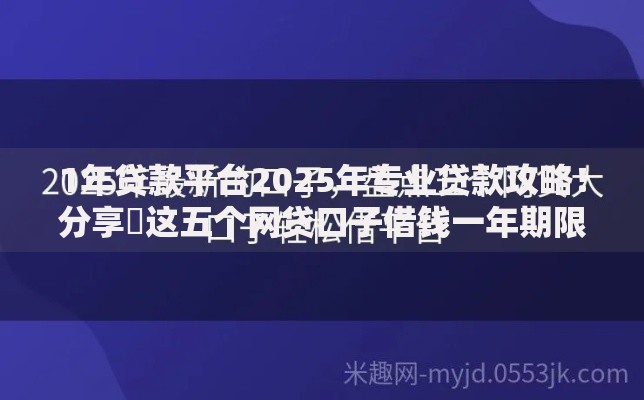 1年贷款平台2025年专业贷款攻略！分享​这五个网贷口子借钱一年期限
