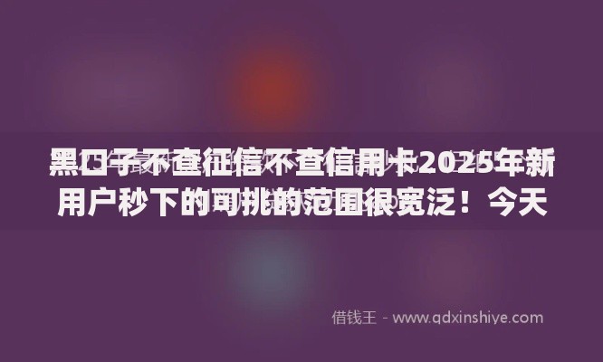 黑口子不查征信不查信用卡2025年新用户秒下的可挑的范围很宽泛！今天为您隆重公开这五个黑户借款app！