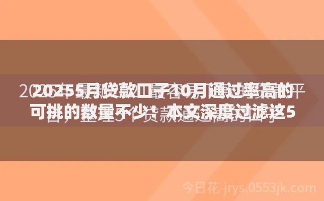 20255月贷款口子10月通过率高的可挑的数量不少！本文深度过滤这5个贷款平台！