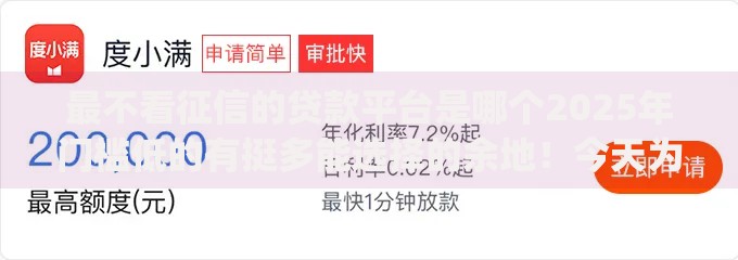 最不看征信的贷款平台是哪个2025年门槛低的有挺多能选择的余地！今天为您必申​这五个贷款app！