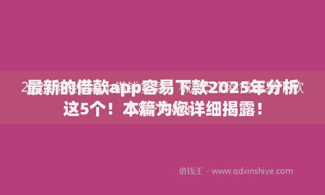 最新的借款app容易下款2025年分析这5个！本篇为您详细揭露！