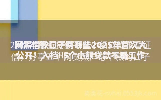 网黑借款口子有哪些2025年首次大公开！入档​5个小额贷款不看工作单位