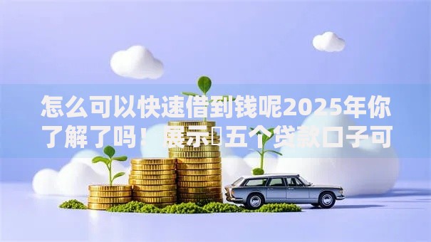 怎么可以快速借到钱呢2025年你了解了吗！展示​五个贷款口子可以快速借到钱