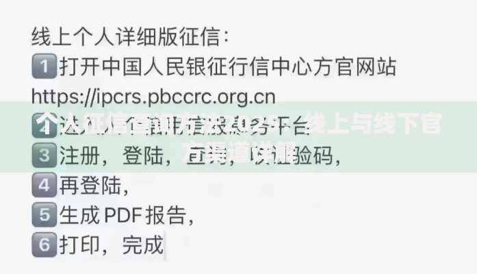 个人征信查询方法2025：线上与线下官方渠道详解