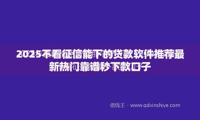 2025不看征信能下的贷款软件推荐最新热门靠谱秒下款口子