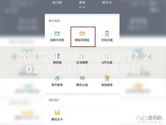 微信如何开通微粒贷借钱?2025年最新申请步骤详解 微信如何开通微粒贷借钱?2025年最新申请步骤详解