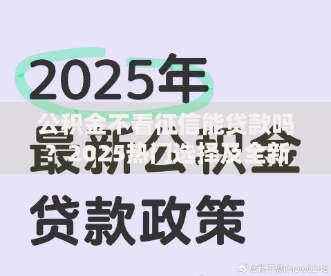 公积金不看征信能贷款吗？2025热门选择及全新政策深度解析