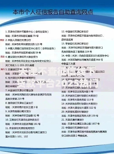 天津不查征信线下贷款平台2025热门最新靠谱渠道推荐