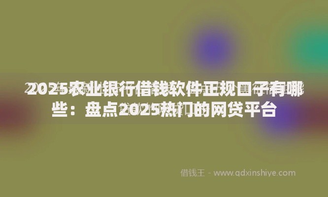 2025农业银行借钱软件正规口子有哪些：盘点2025热门的网贷平台
