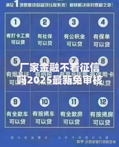 厂家金融不看征信吗2025最新免审核小额贷低息口子大全