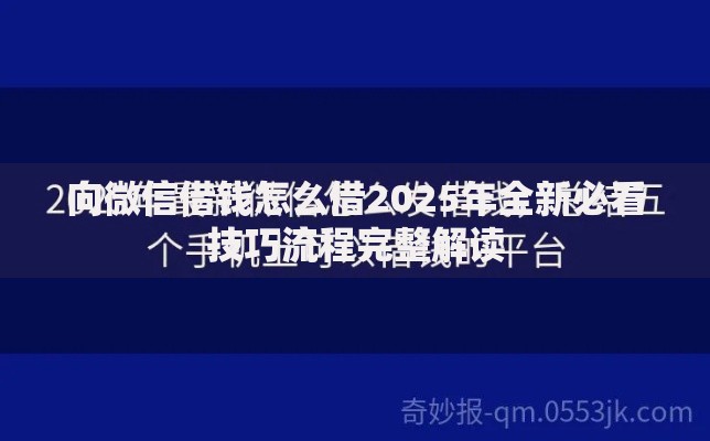向微信借钱怎么借2025年全新必看技巧流程完整解读