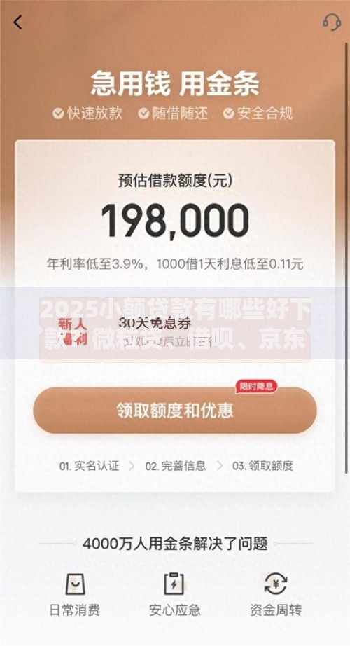 2025小额贷款有哪些好下款？微粒贷、借呗、京东金条通过率高