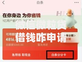 微信微粒贷借钱咋申请2025官方入口在哪