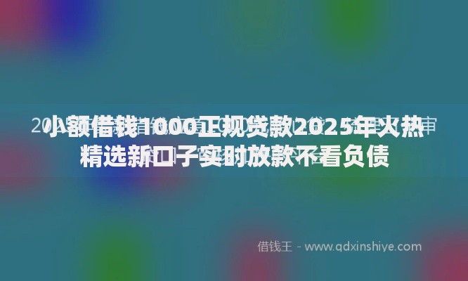 小额借钱1000正规贷款2025年火热精选新口子实时放款不看负债