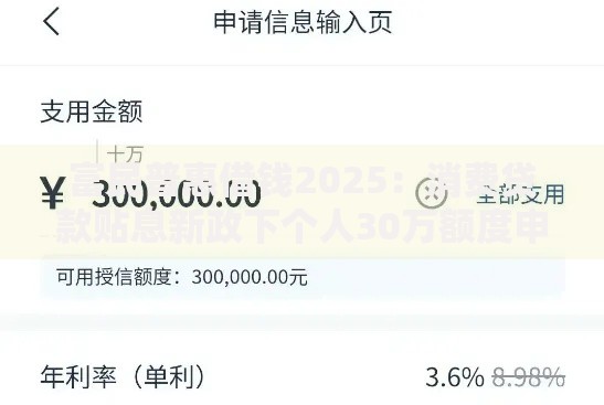 富民普惠借钱2025：消费贷款贴息新政下个人30万额度申请指南