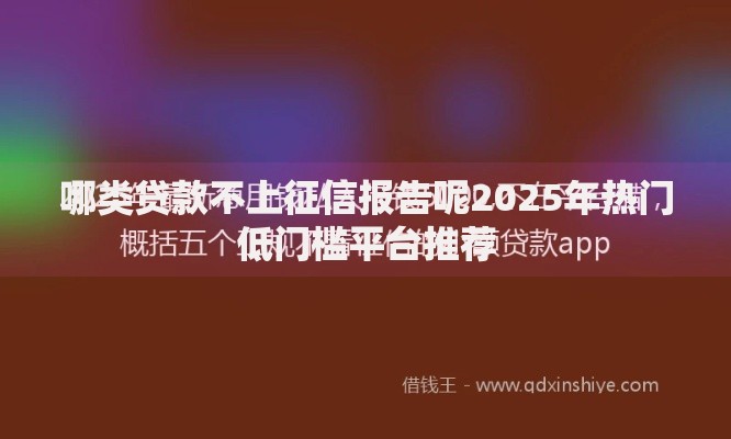 哪类贷款不上征信报告呢2025年热门低门槛平台推荐 哪类贷款不上征信报告呢2025年热门低门槛平台推荐