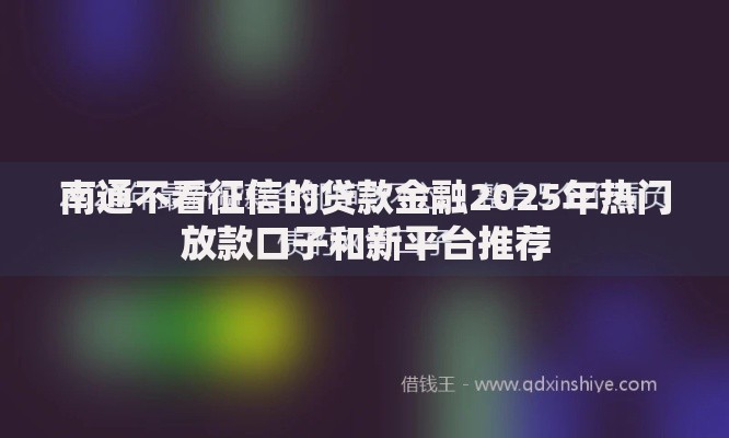 南通不看征信的贷款金融2025年热门放款口子和新平台推荐 南通不看征信的贷款金融2025年热门放款口子和新平台推荐