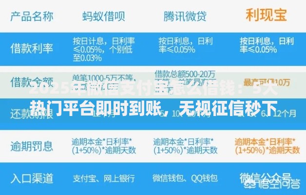 2025年微信支付宝怎么借钱：5大热门平台即时到账，无视征信秒下款