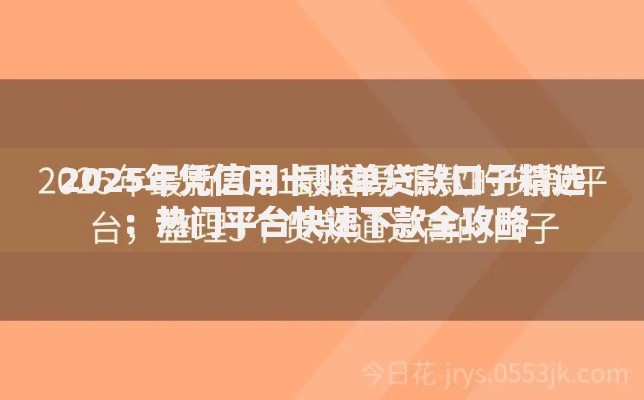 2025年凭信用卡账单贷款口子精选:热门平台快速下款全攻略 2025年凭信用卡账单贷款口子精选:热门平台快速下款全攻略