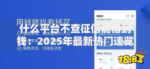 什么平台不查征信能借到钱:2025年最新热门速览 什么平台不查征信能借到钱:2025年最新热门速览