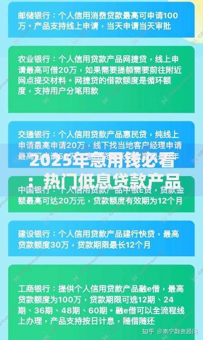 2025年急用钱必看：热门低息贷款产品榜单及下款攻略
