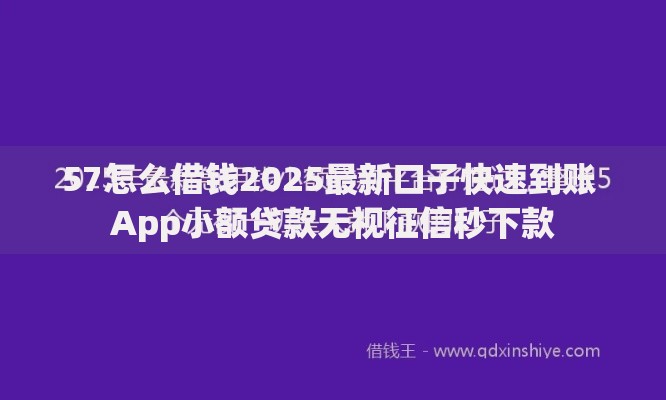 57怎么借钱2025最新口子快速到账 App小额贷款无视征信秒下款