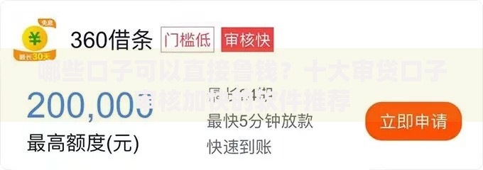 哪些口子可以直接鲁钱?十大审贷口子审核加快的软件推荐 哪些口子可以直接鲁钱?十大审贷口子审核加快的软件推荐