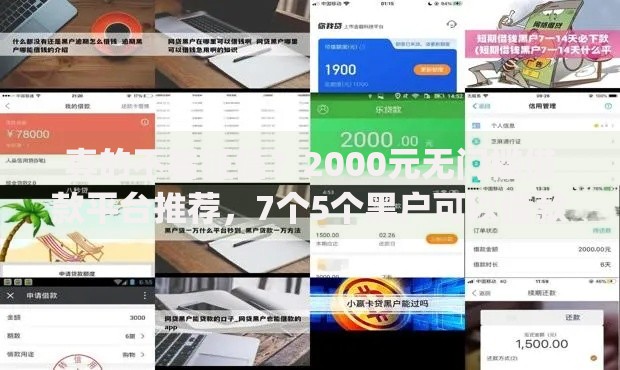 真的不看征信？2000元无门槛借款平台推荐，7个5个黑户可以借款的网贷app盘点